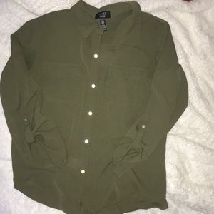 army green button up shirt